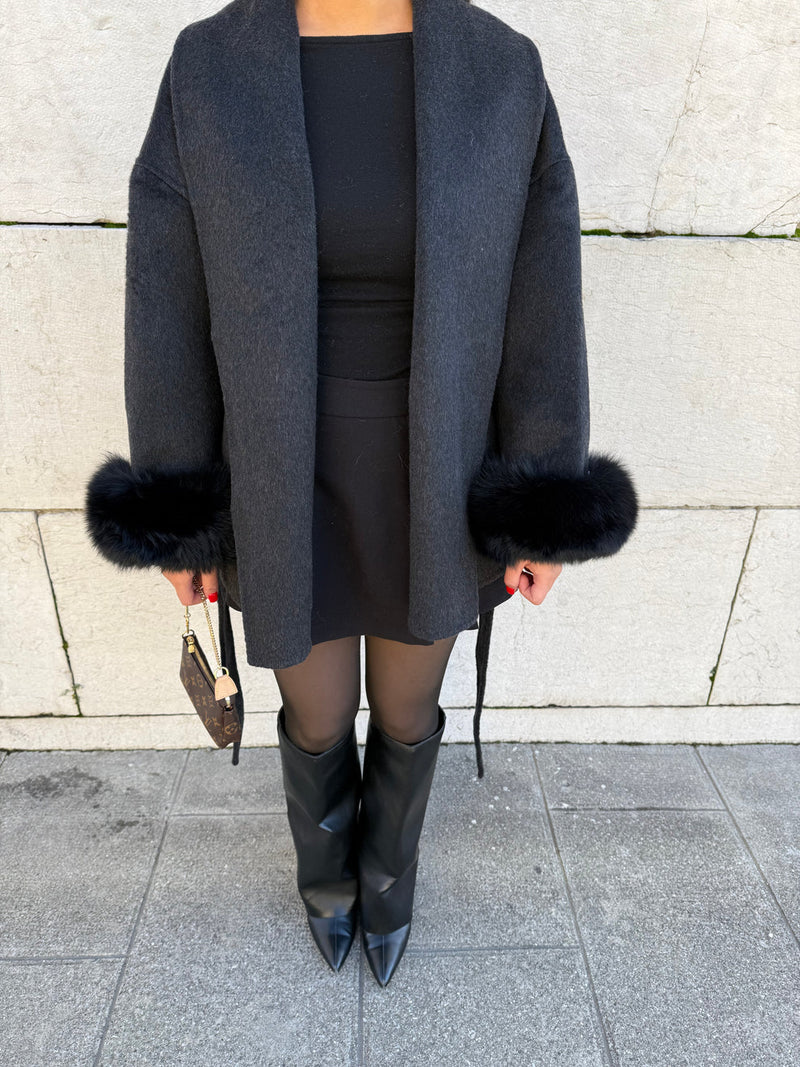 FLORENCE | Belted Fur Wool Coat