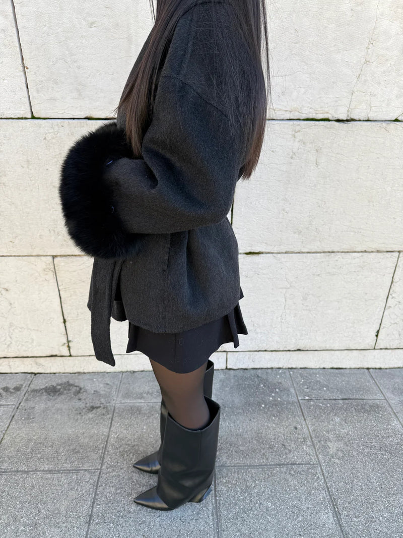 FLORENCE | Belted Fur Wool Coat