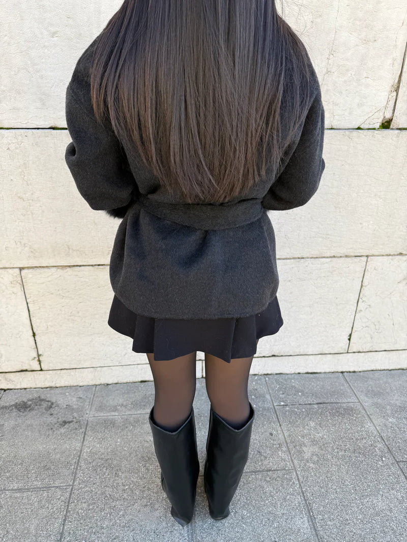 FLORENCE | Belted Fur Wool Coat