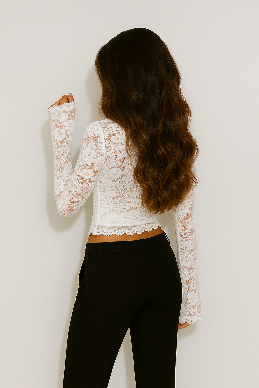 ARIELLE | Square Neck Lace Detail Top