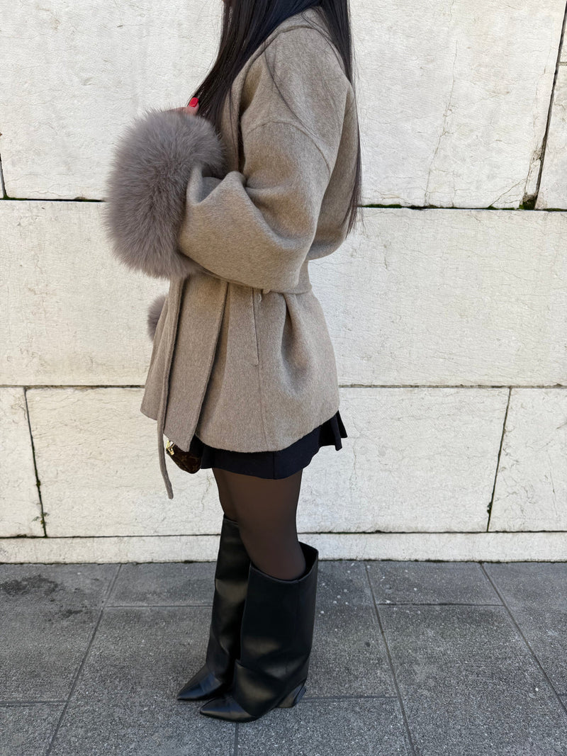 FLORENCE | Belted Fur Wool Coat