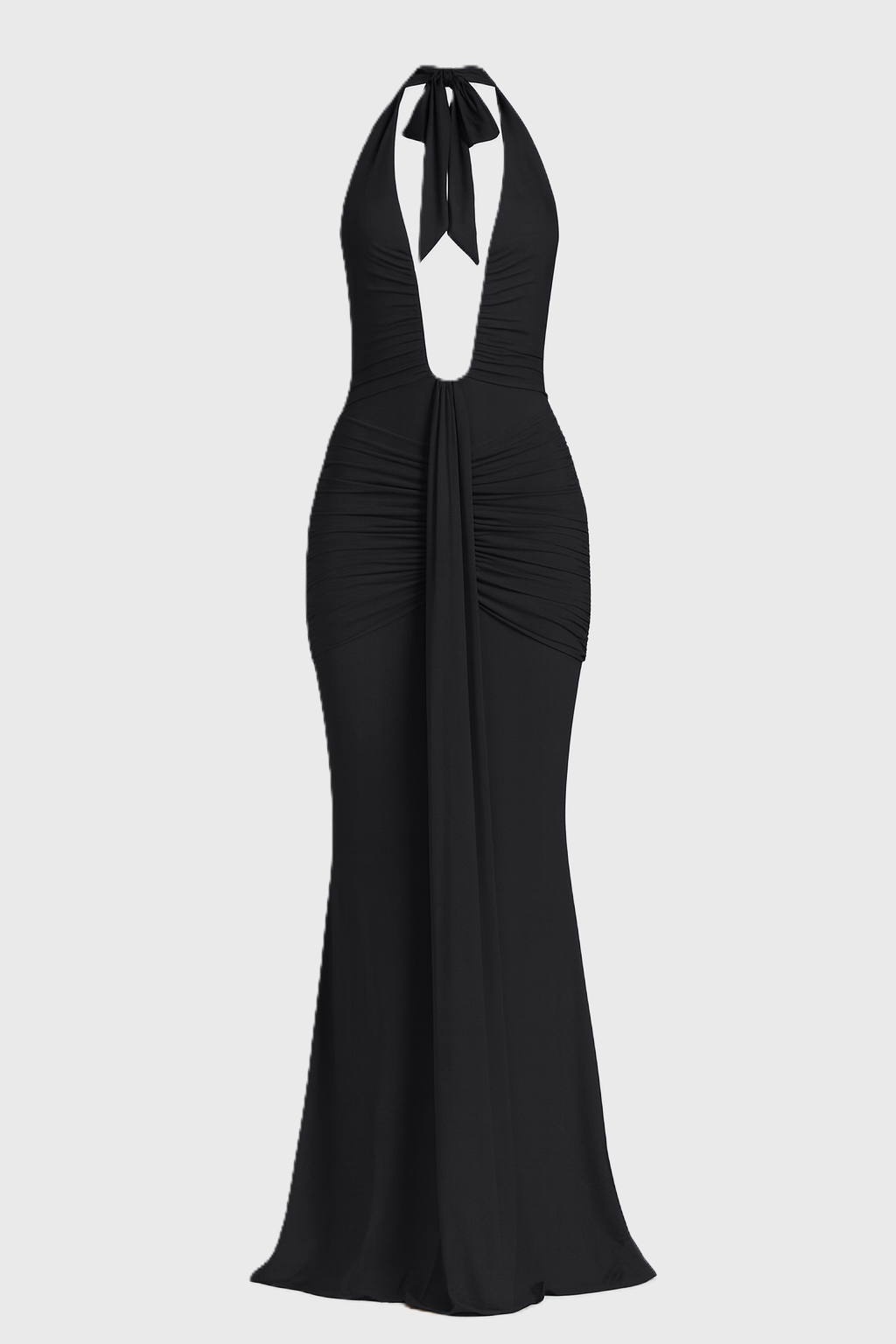 ADELIA | Deep V Halter Maxi Dress