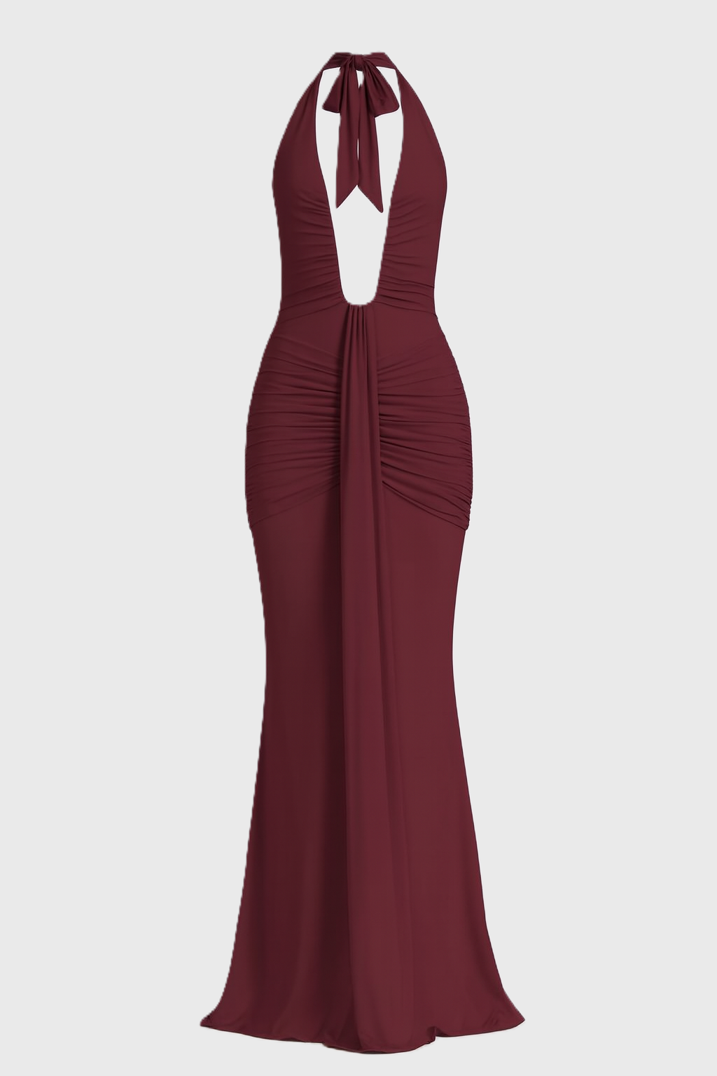 ADELIA | Deep V Halter Maxi Dress