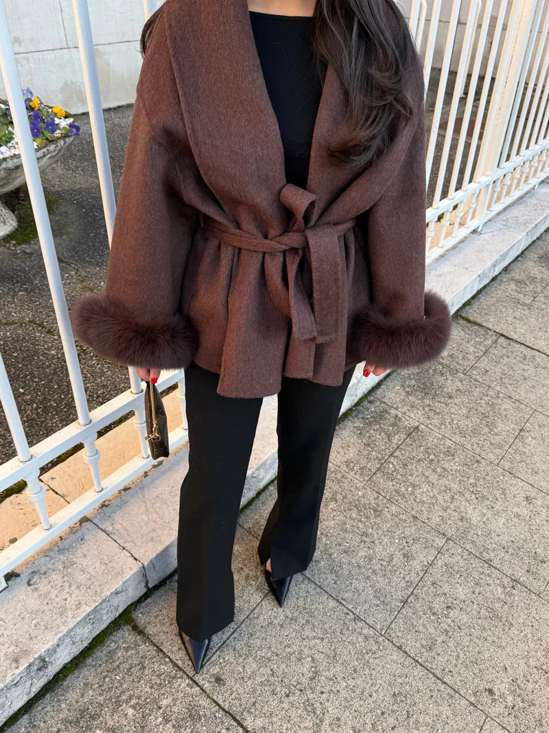 FLORENCE | Belted Fur Wool Coat
