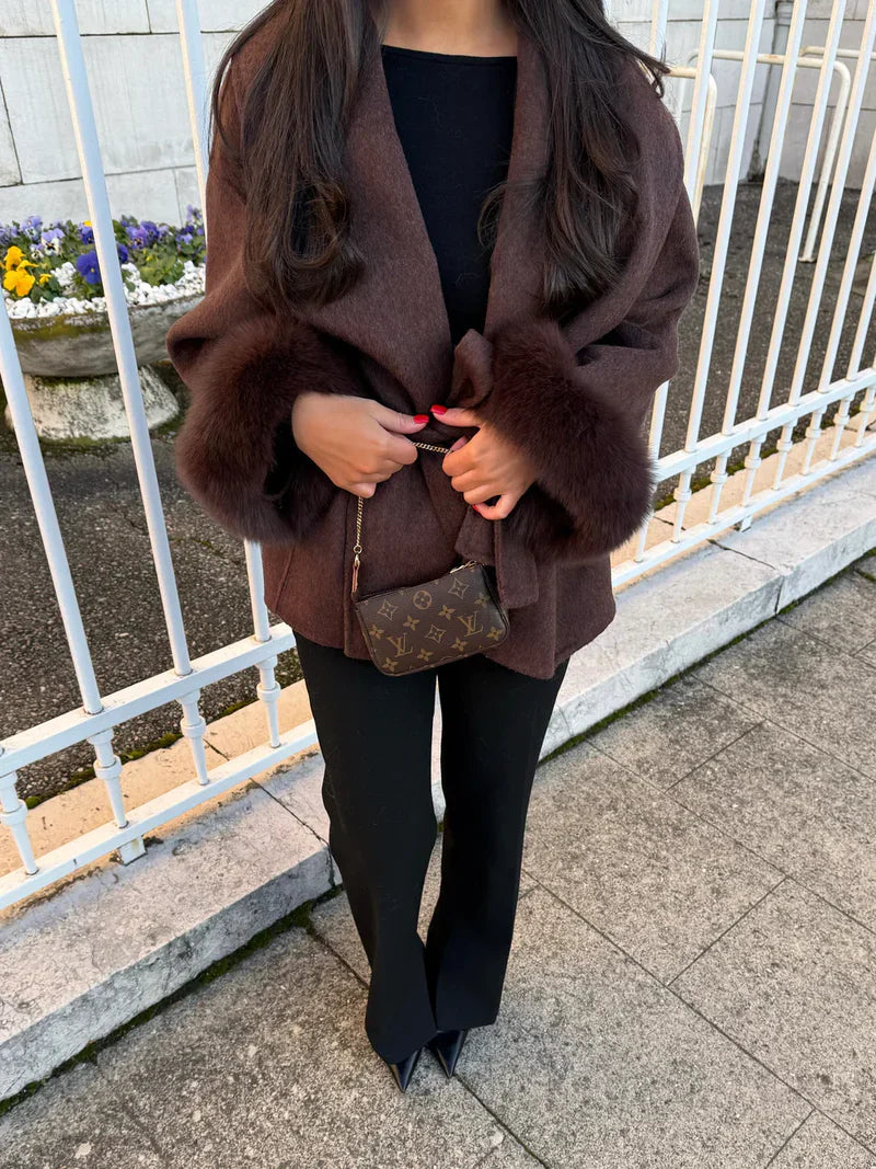 FLORENCE | Belted Fur Wool Coat