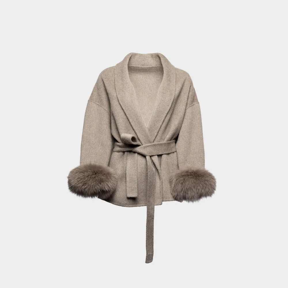 FLORENCE | Belted Fur Wool Coat