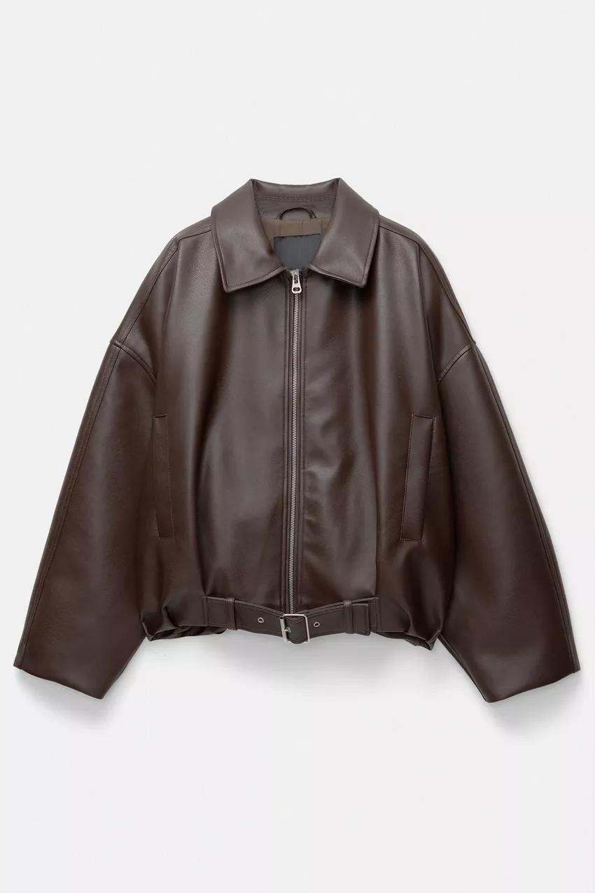 INDIGO | Oversized Faux Leather Bomber Jacket