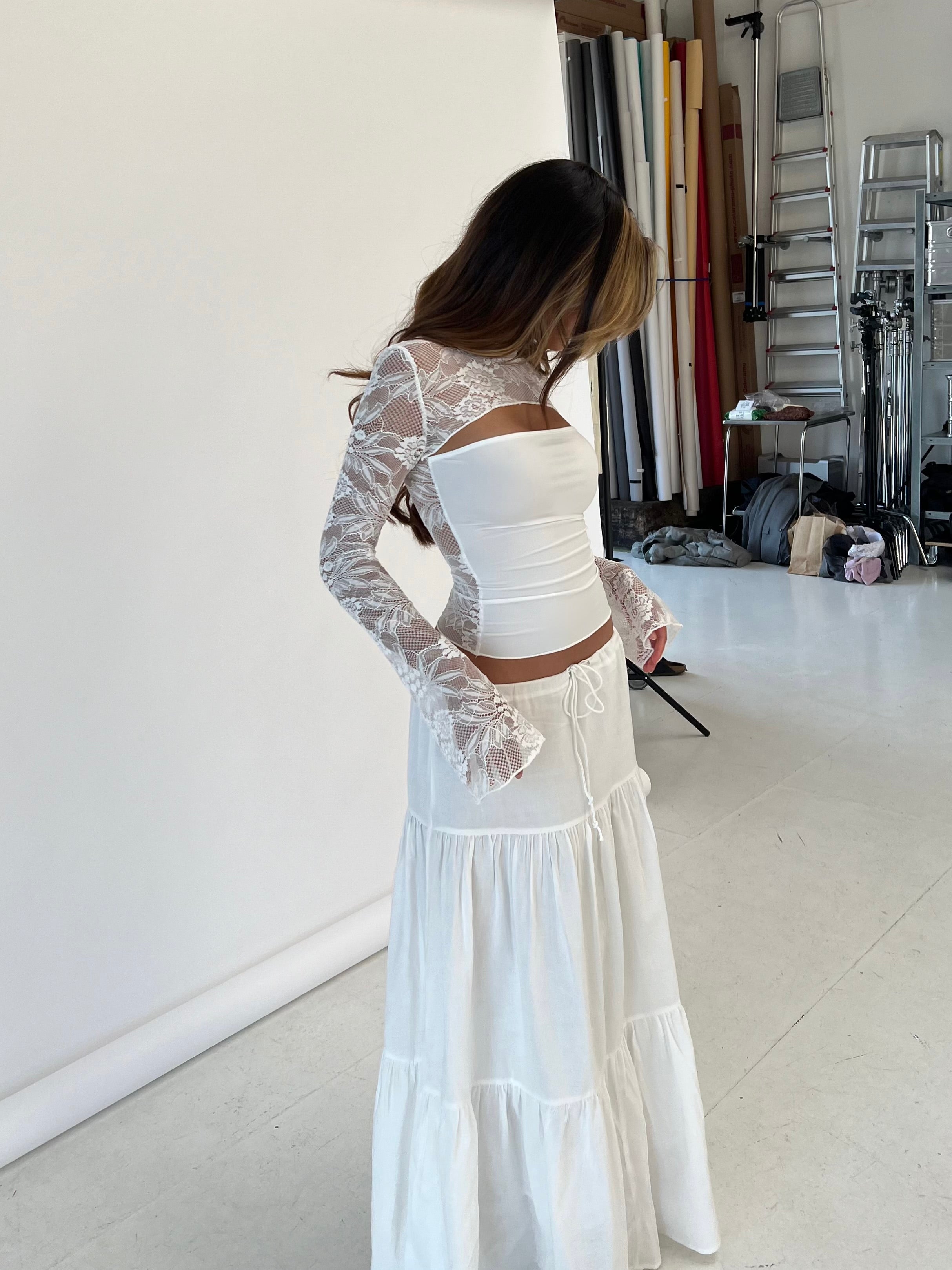 CAMILA | Lace High Neck Cut-Out Top