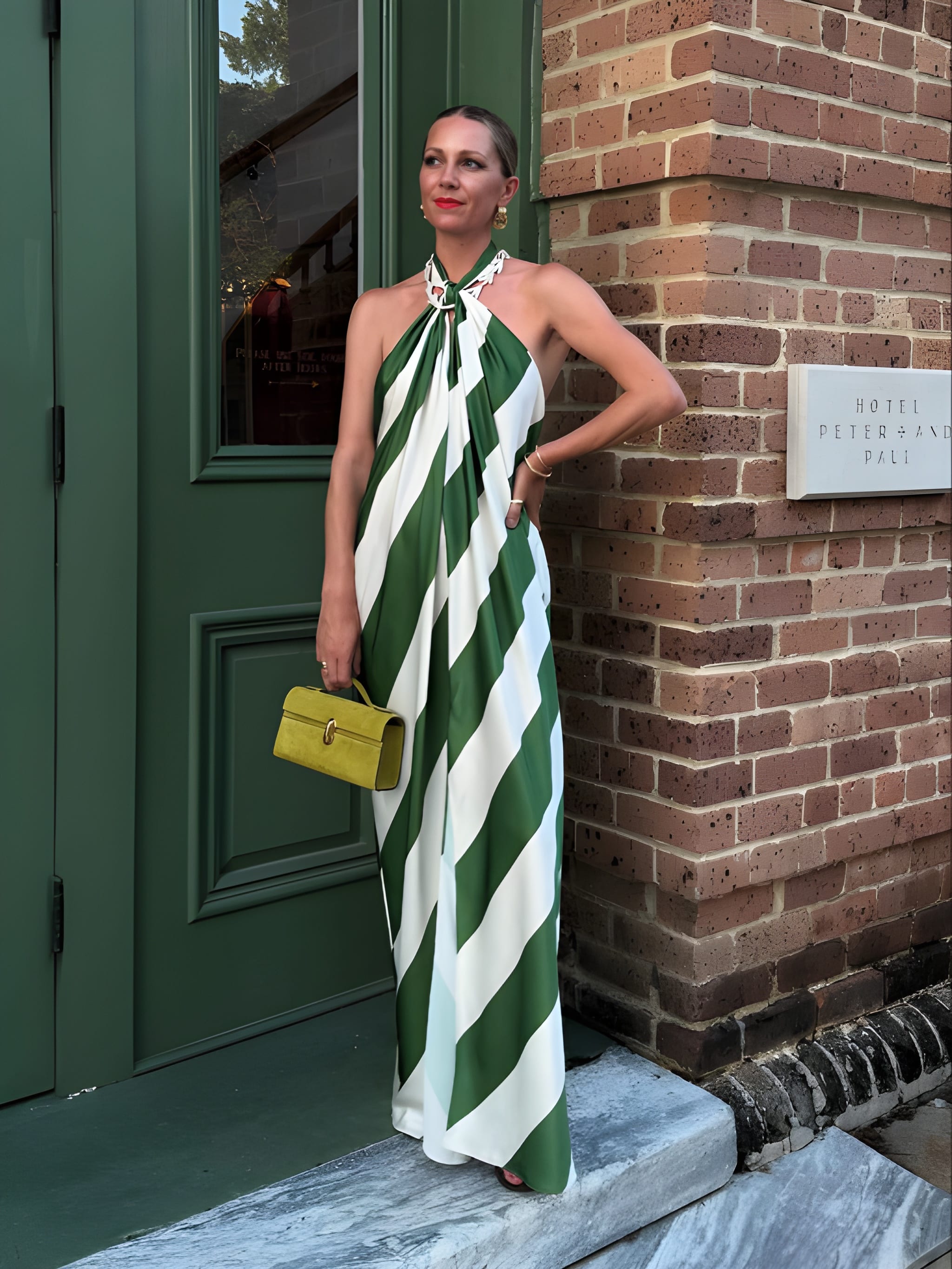 ALIRA | Palm Green Striped Maxi Dress