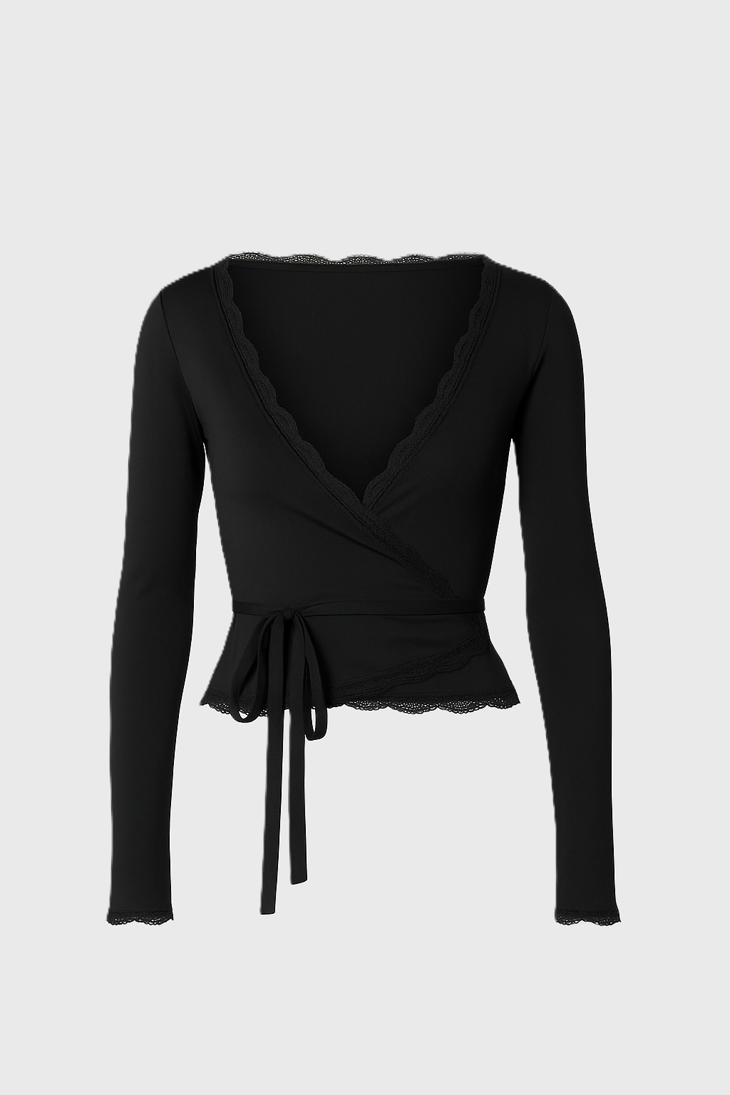 ALINA | Lace Trim Wrap Long Sleeve Top