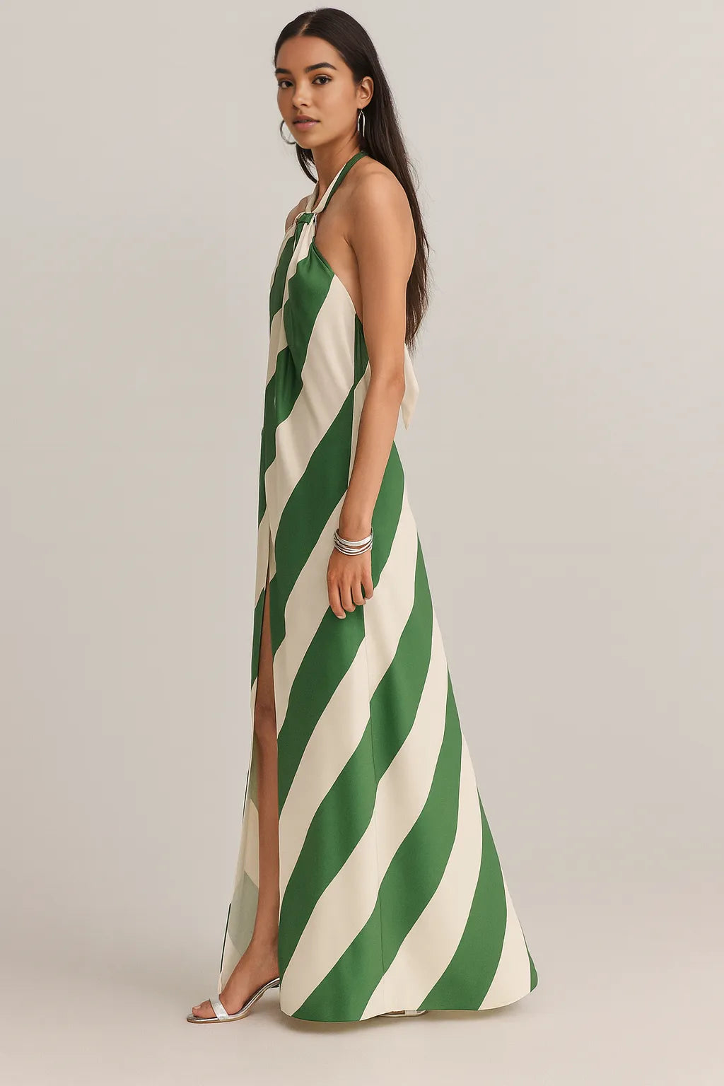 ALIRA | Palm Green Striped Maxi Dress