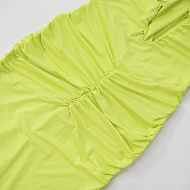 ADELIA | Deep V Halter Maxi Dress