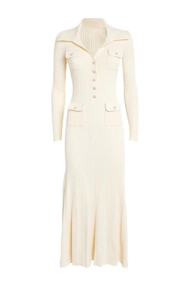 SELENA | Button Detail Knit Maxi Dress