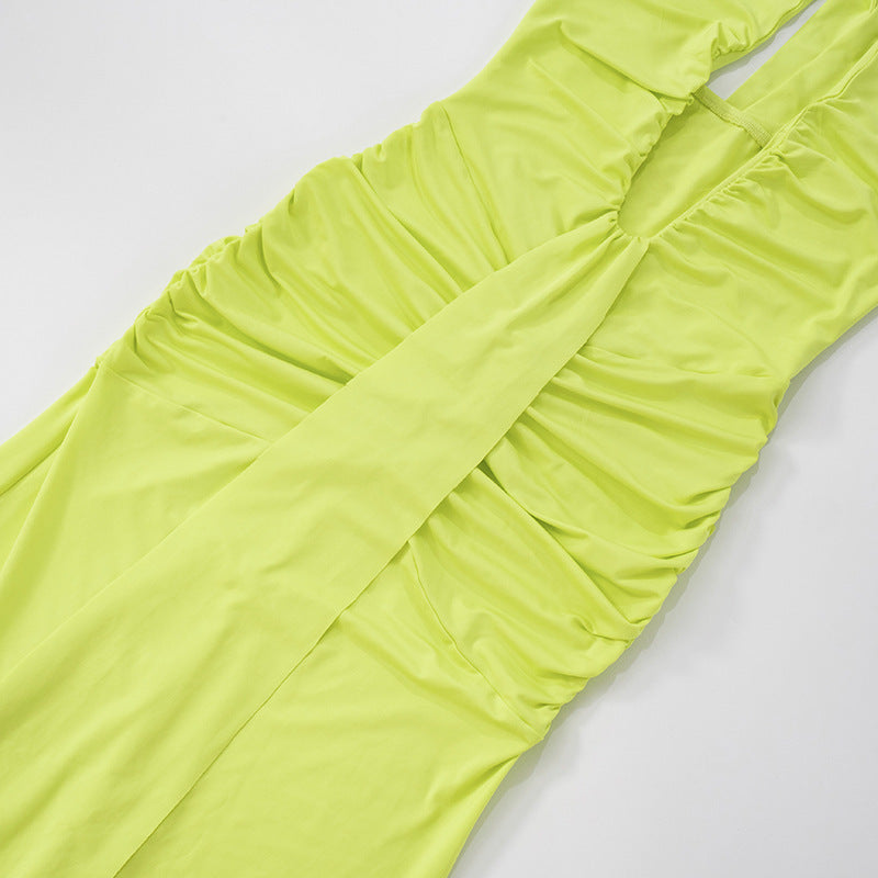 ADELIA | Deep V Halter Maxi Dress