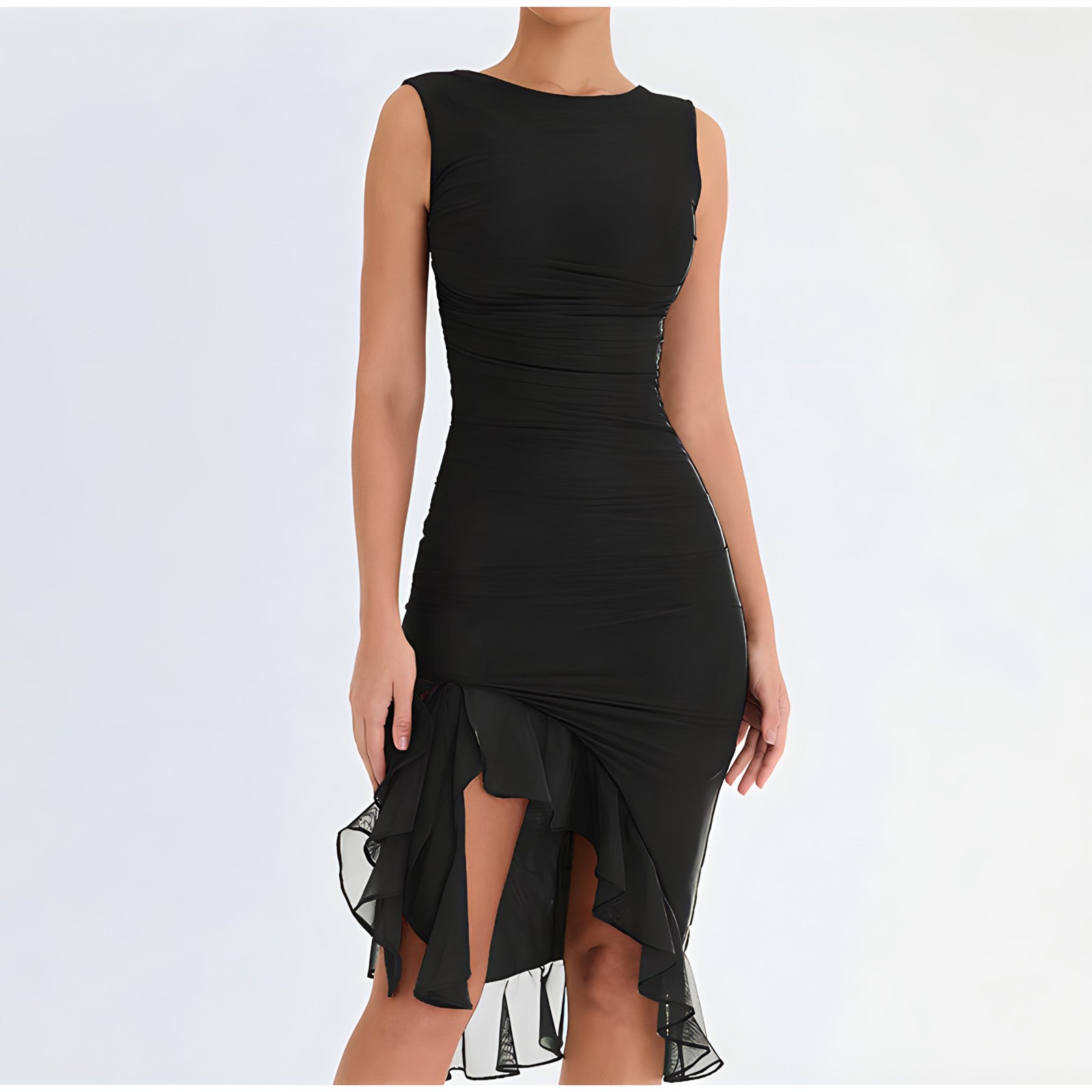 CLEMENTINE | High Neck Ruffle Midi Dress