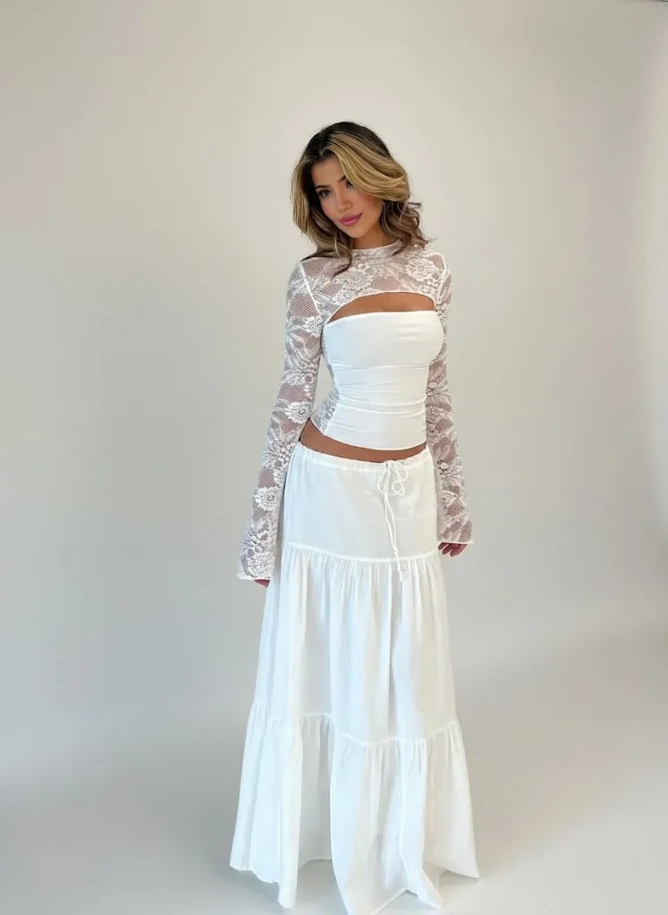 CAMILA | Lace High Neck Cut-Out Top