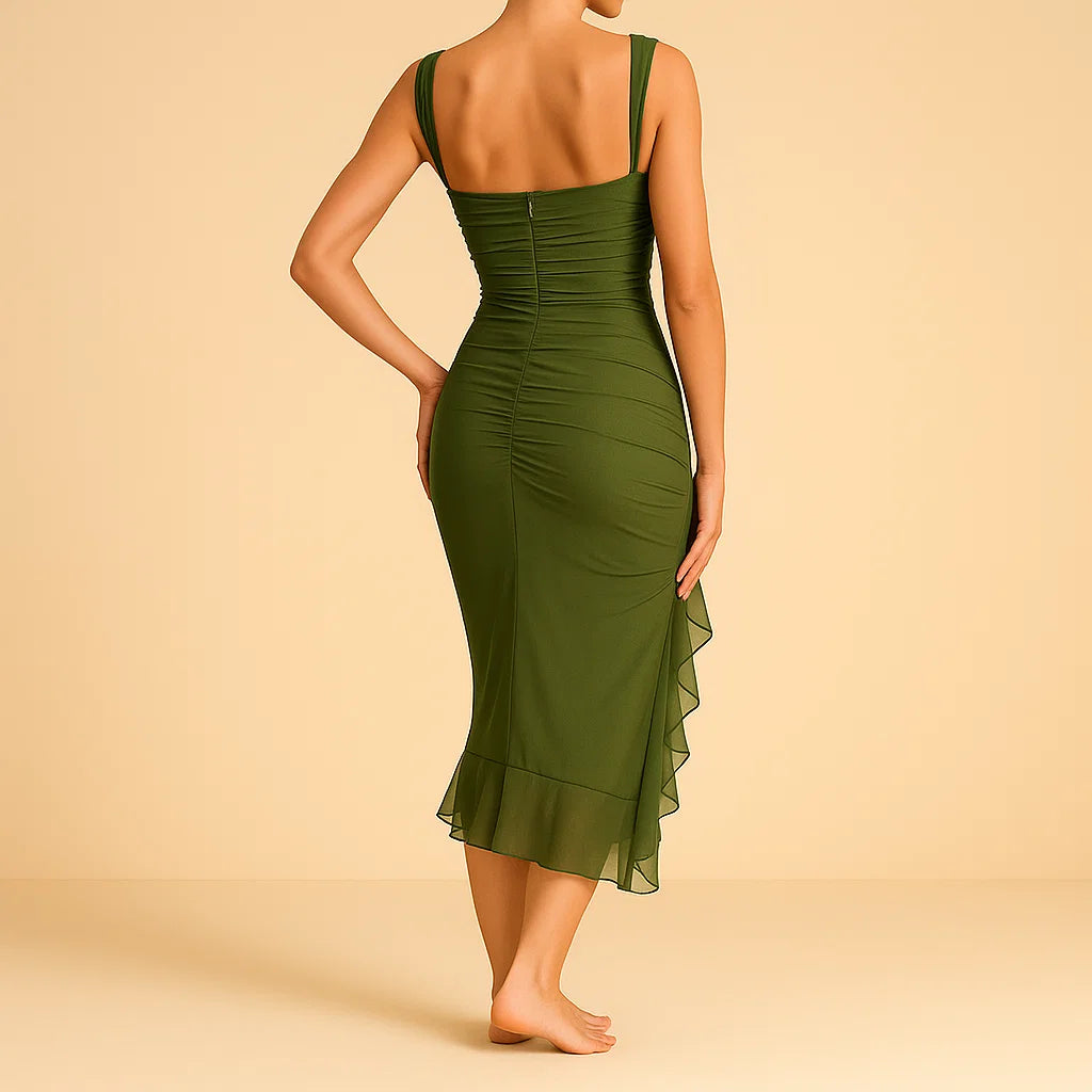 CLEMENTINE | High Neck Ruffle Midi Dress