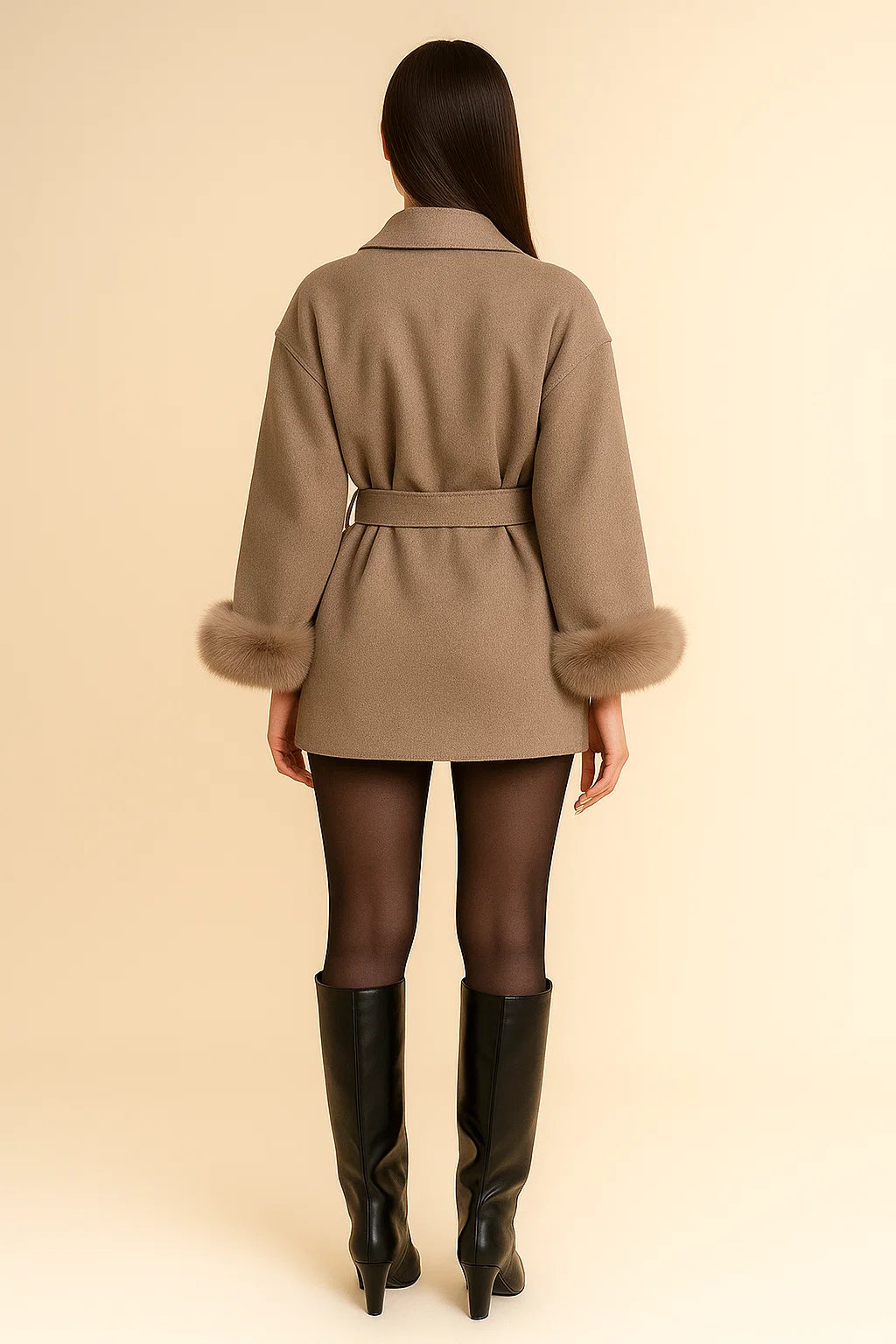 FLORENCE | Belted Fur Wool Coat