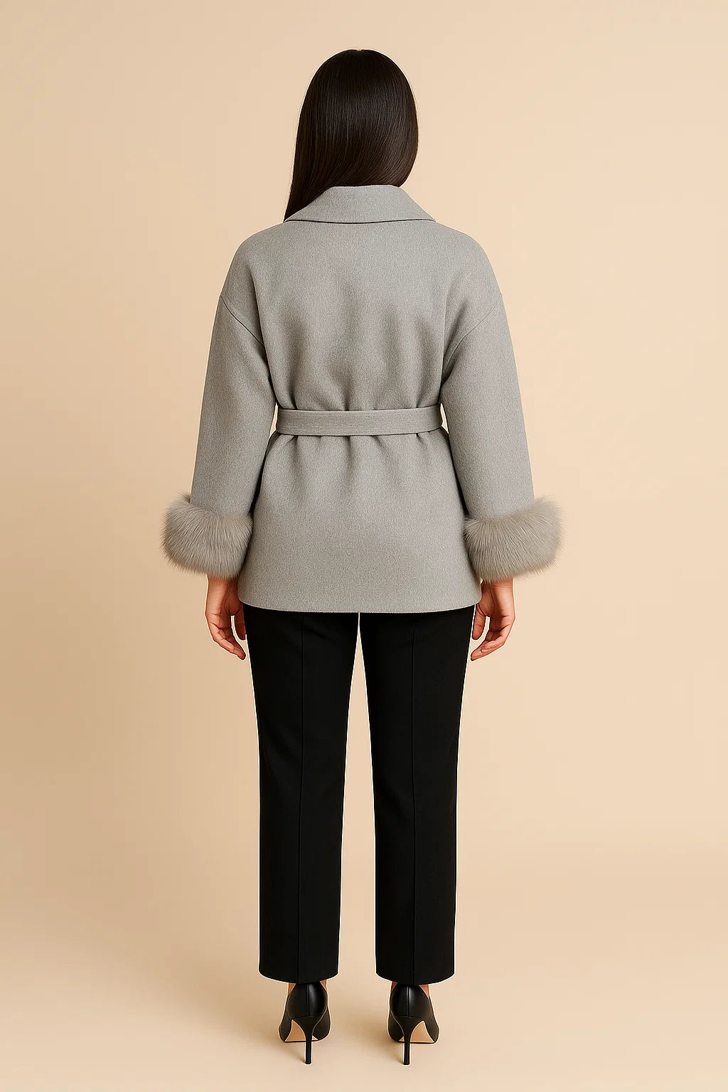 FLORENCE | Belted Fur Wool Coat