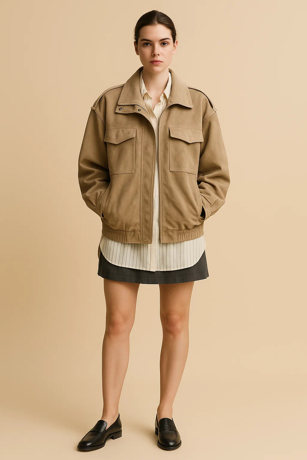 TANYA | Oversized Suede Cargo Jacket