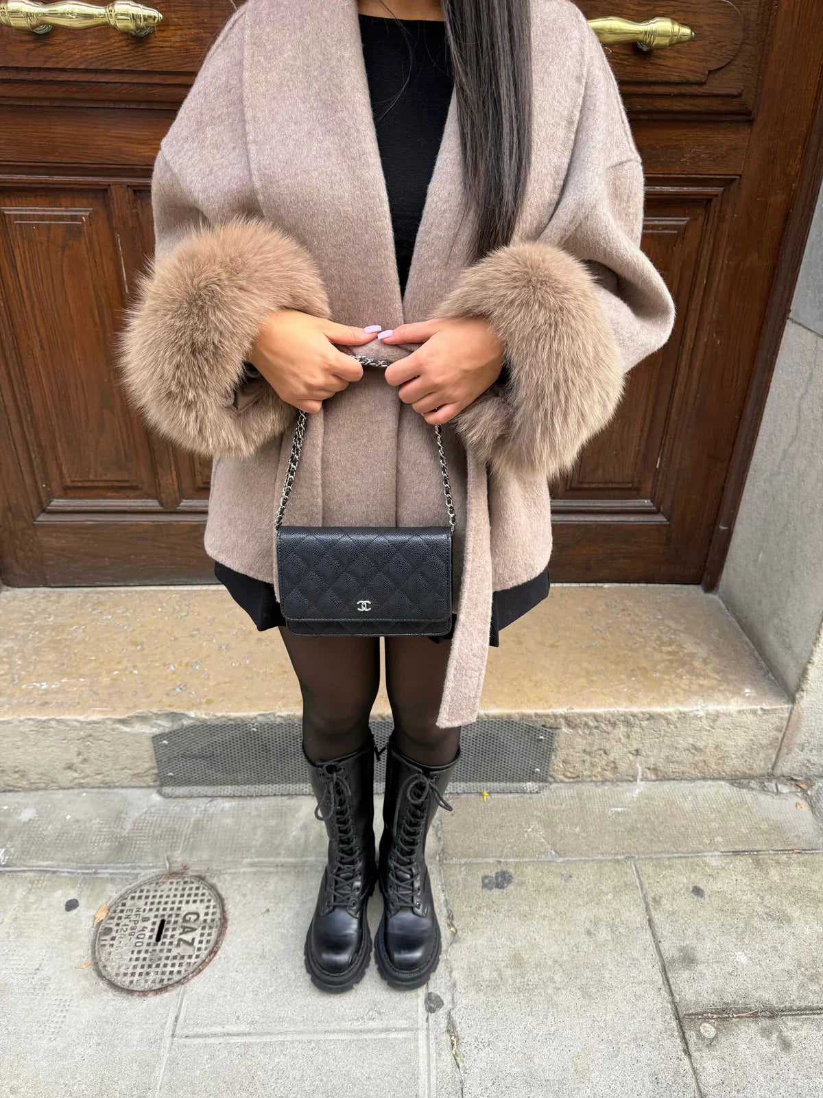 FLORENCE | Belted Fur Wool Coat