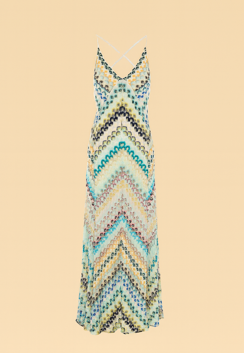 LEONORA | Multi Stripe Zigzag Chevron Maxi Dress