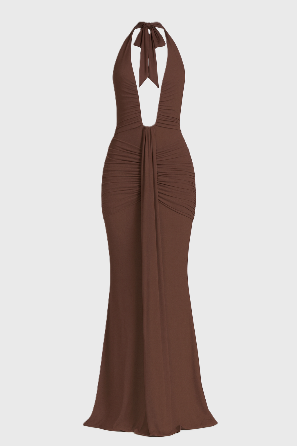 ADELIA | Deep V Halter Maxi Dress