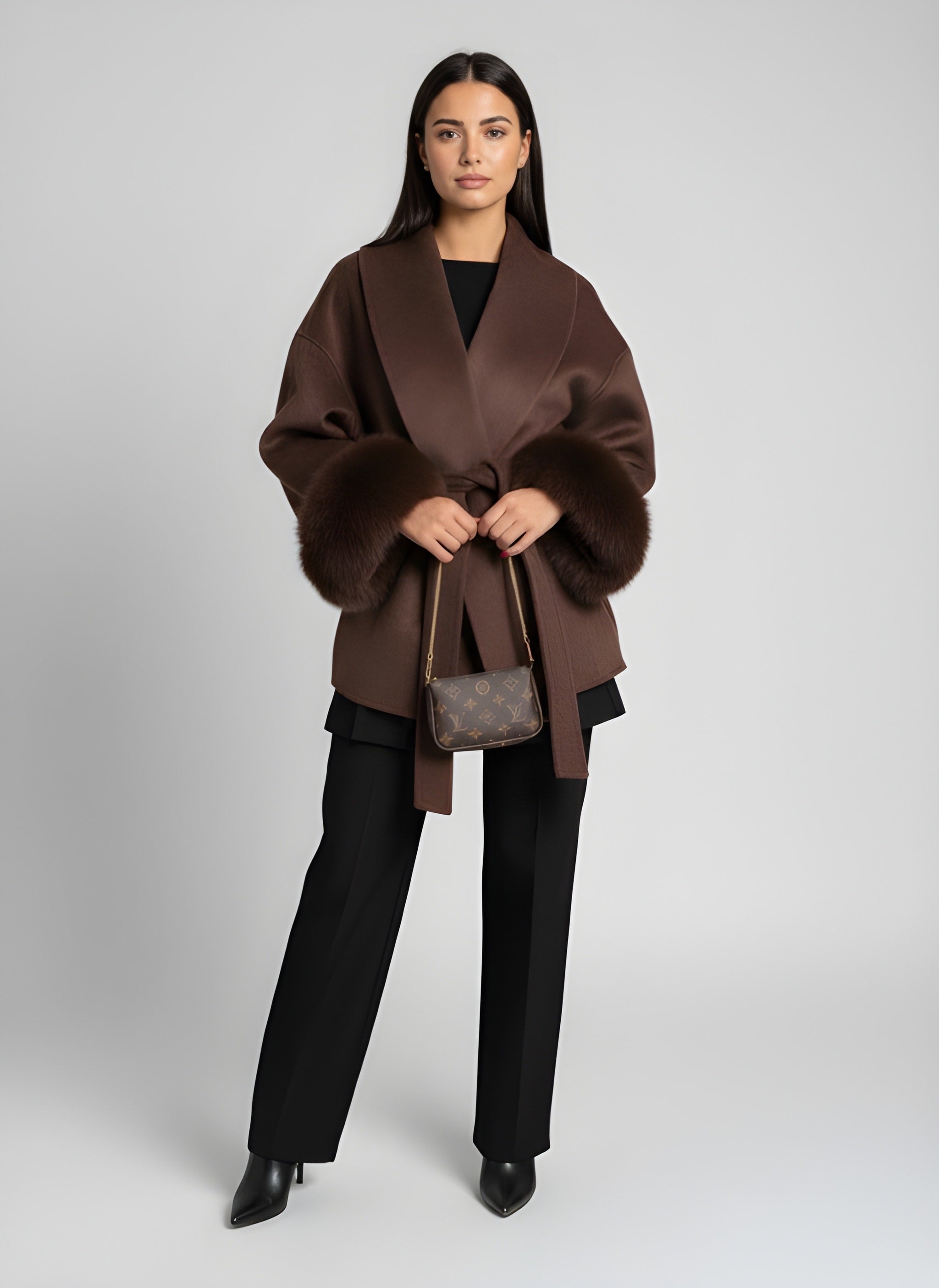 FLORENCE | Belted Fur Wool Coat
