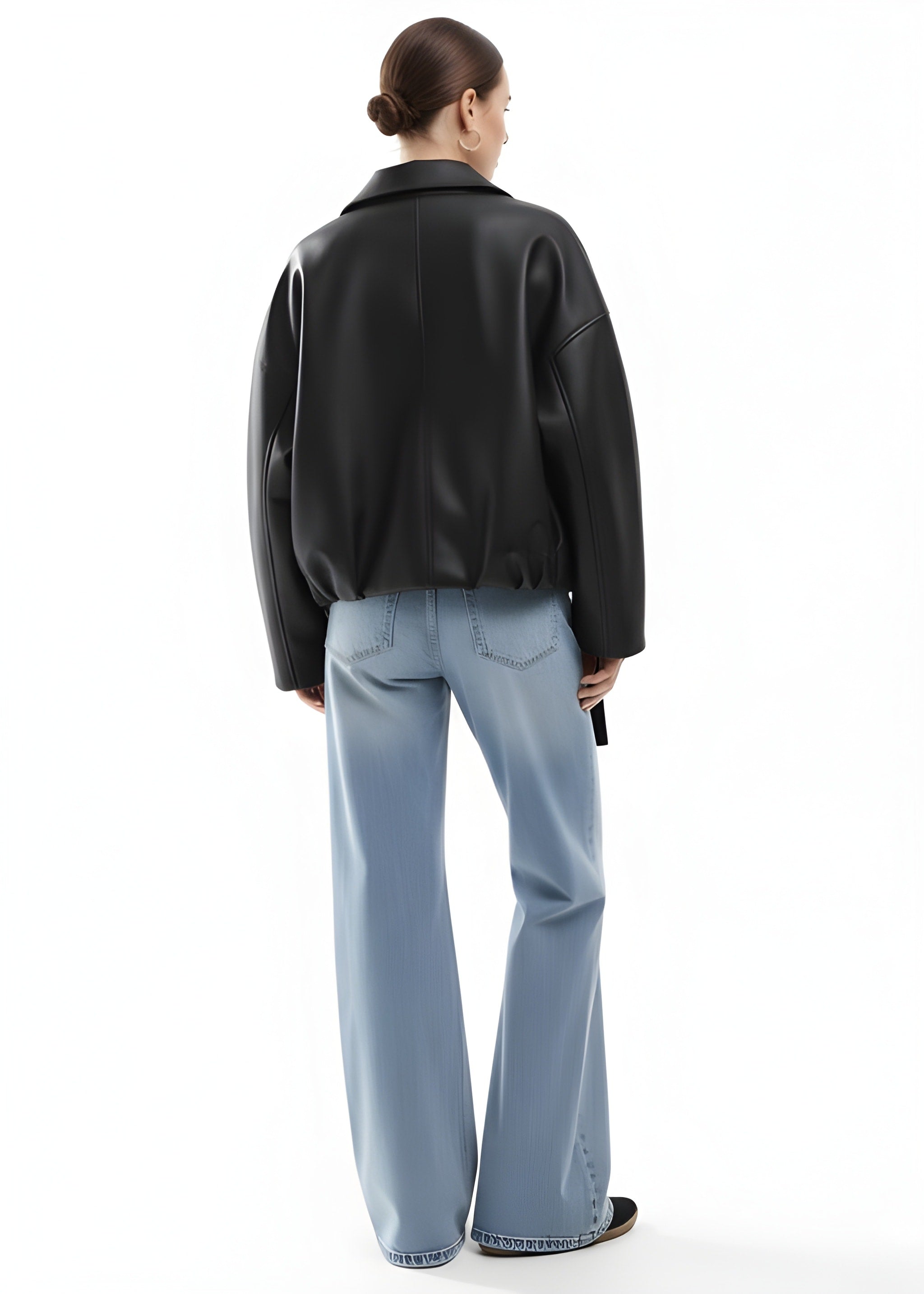 INDIGO | Oversized Faux Leather Bomber Jacket