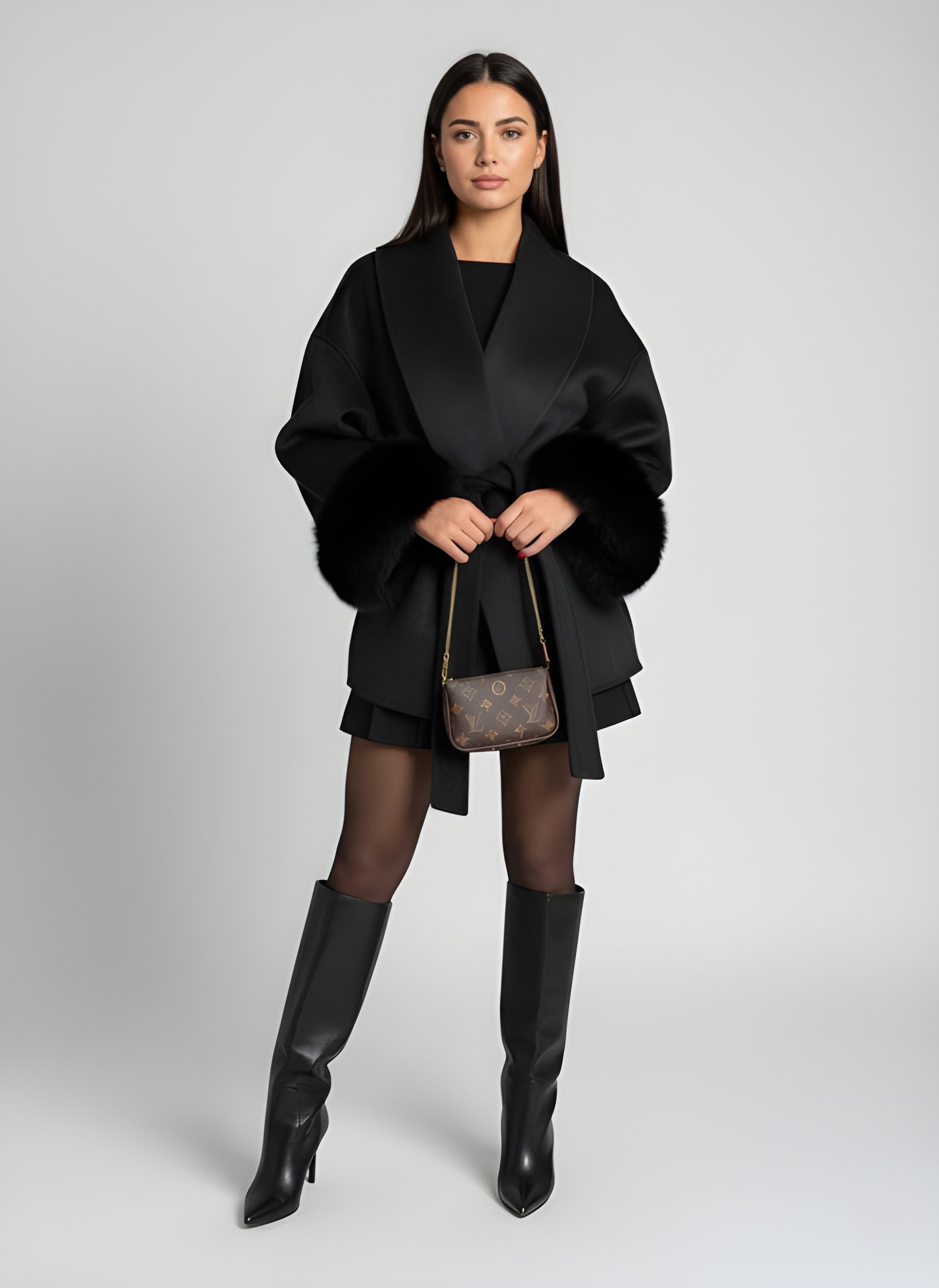 FLORENCE | Belted Fur Wool Coat
