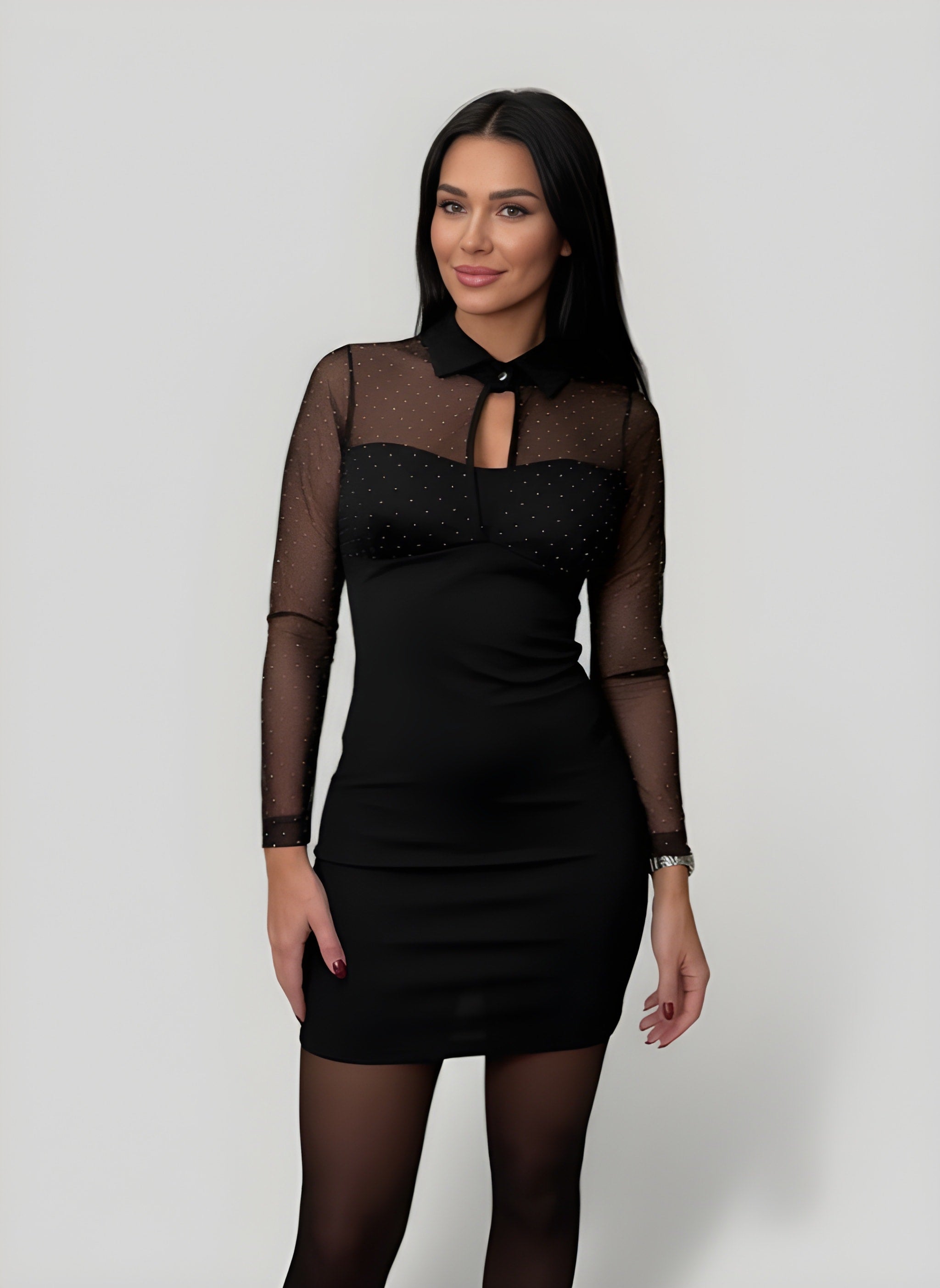 ELLA-ROSE | Long Sleeve Glitter Mini Dress