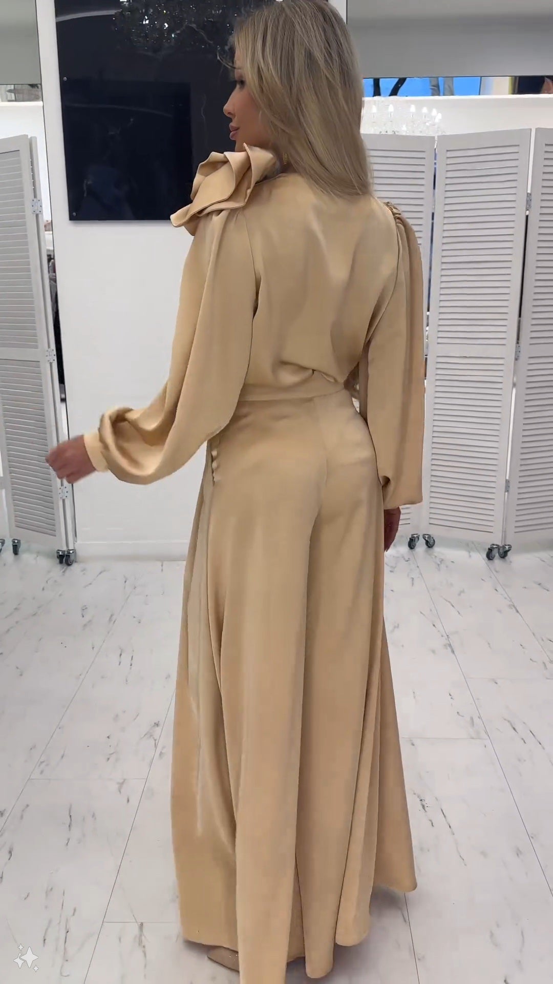 LUCY | Satin Elegant Flower Two-Piece Suit