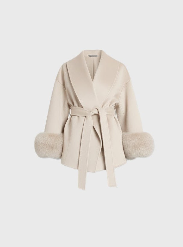 FLORENCE | Belted Fur Wool Coat