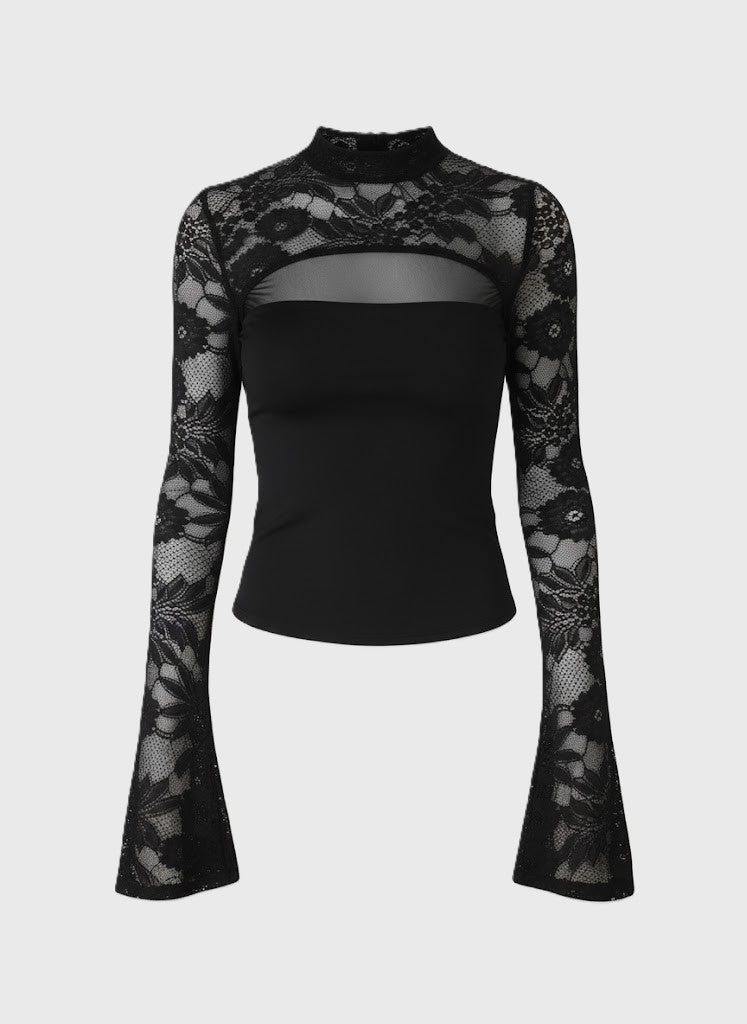 CAMILA | Lace High Neck Cut-Out Top