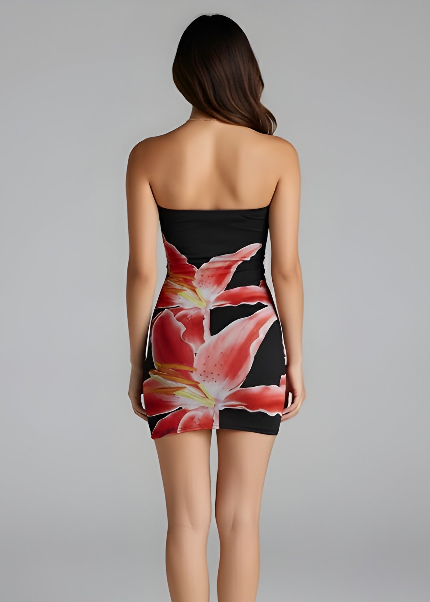 EVIE | Strapless Floral Bodycon Mini Dress