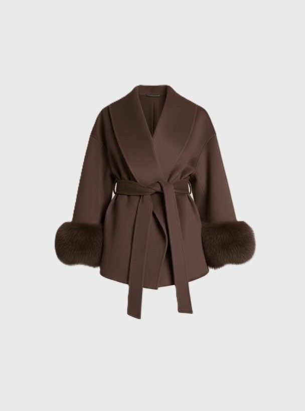 FLORENCE | Belted Fur Wool Coat