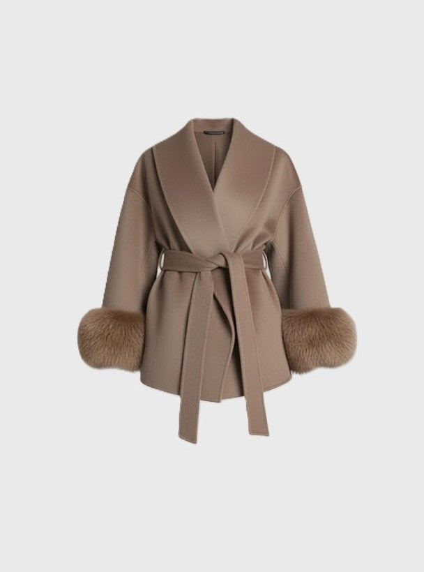 FLORENCE | Belted Fur Wool Coat