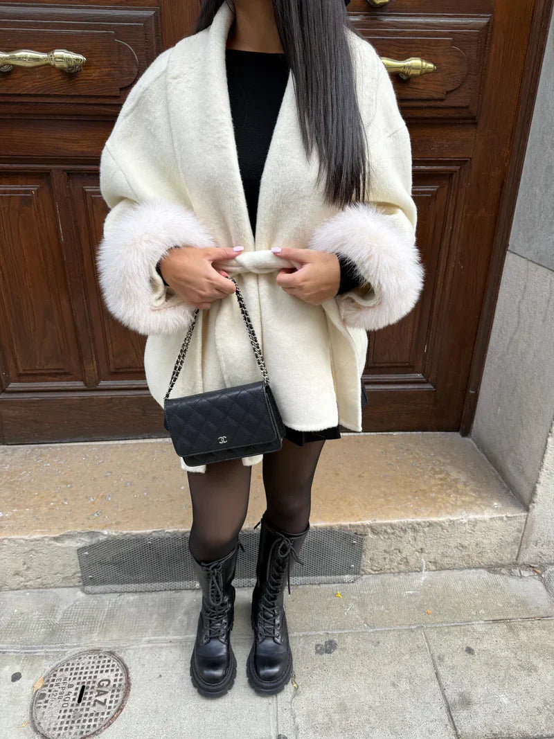 FLORENCE | Belted Fur Wool Coat
