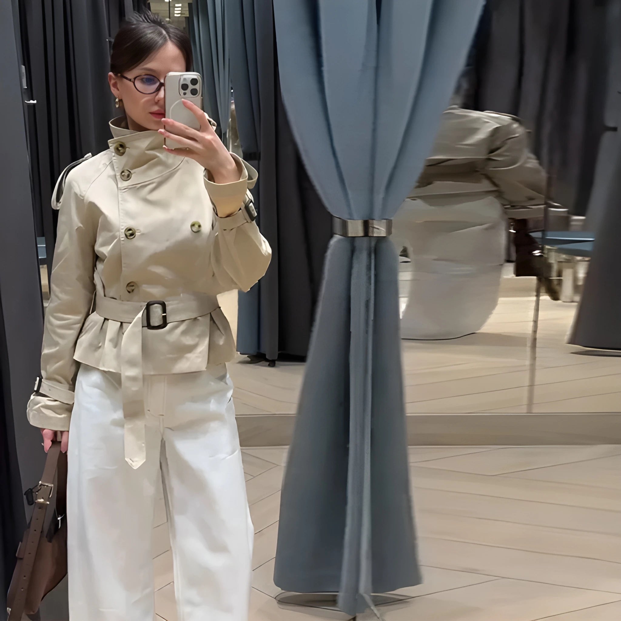 SOPHIE | High-Collar Short Trench Coat