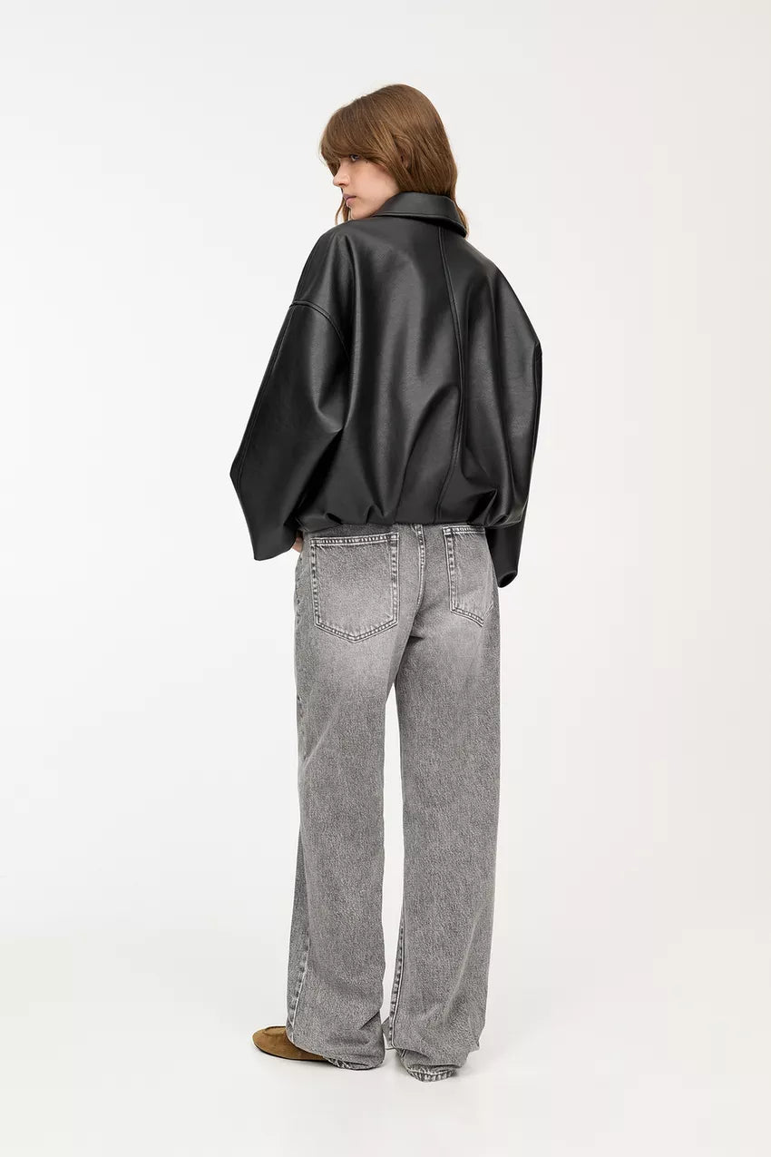 INDIGO | Oversized Faux Leather Bomber Jacket