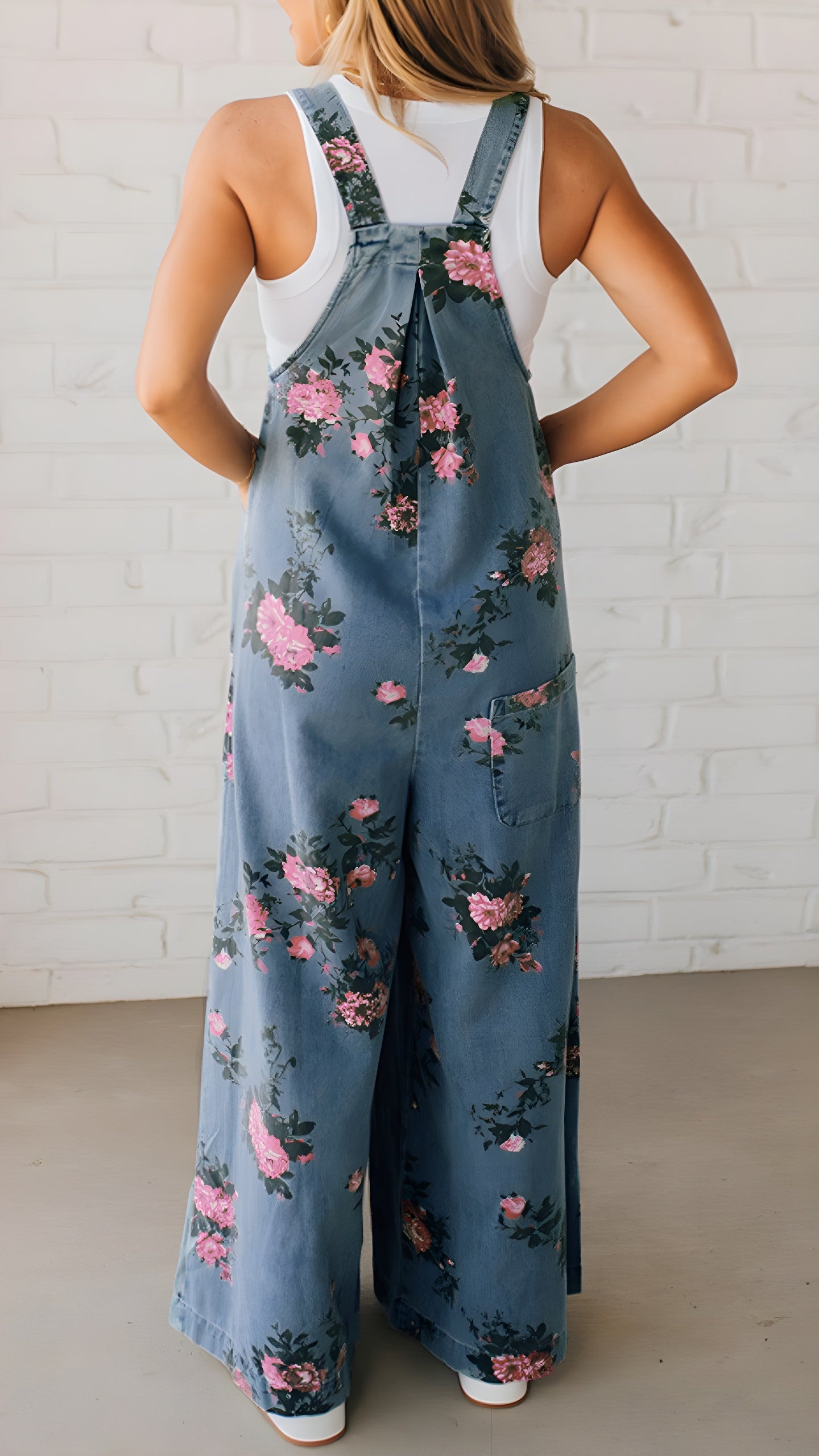 MATILDA | Floral Wide Leg Denim Overall
