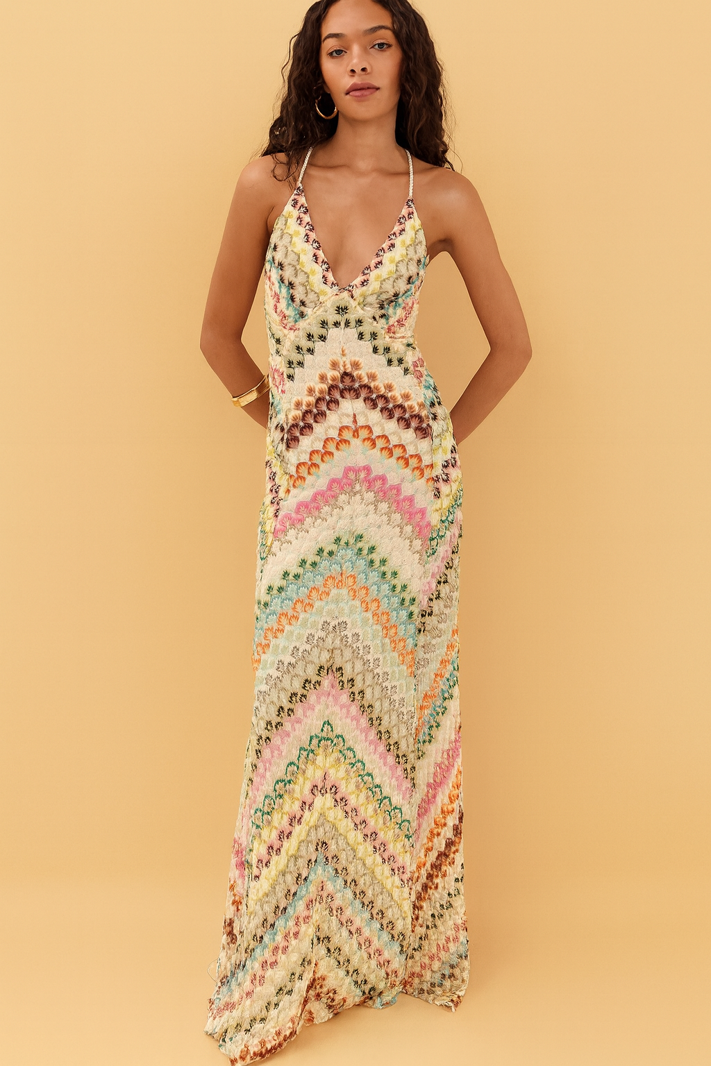 LEONORA | Multi Stripe Zigzag Chevron Maxi Dress