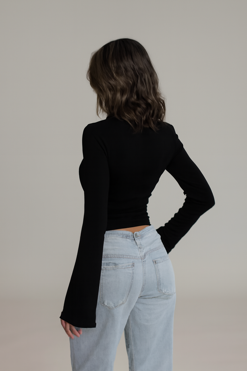 ARIA | Lace Trim Long Sleeve Top