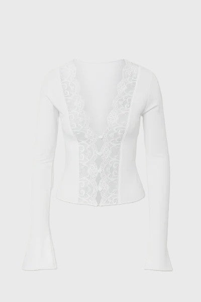 ARIA | Lace Trim Long Sleeve Top