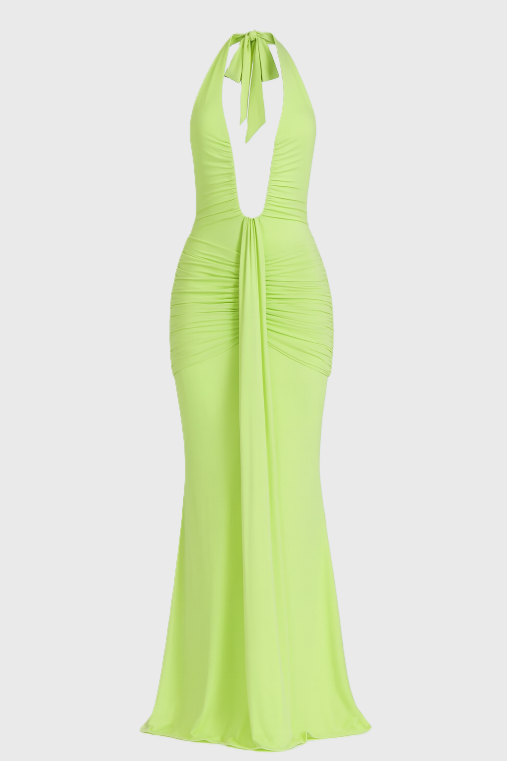 ADELIA | Deep V Halter Maxi Dress