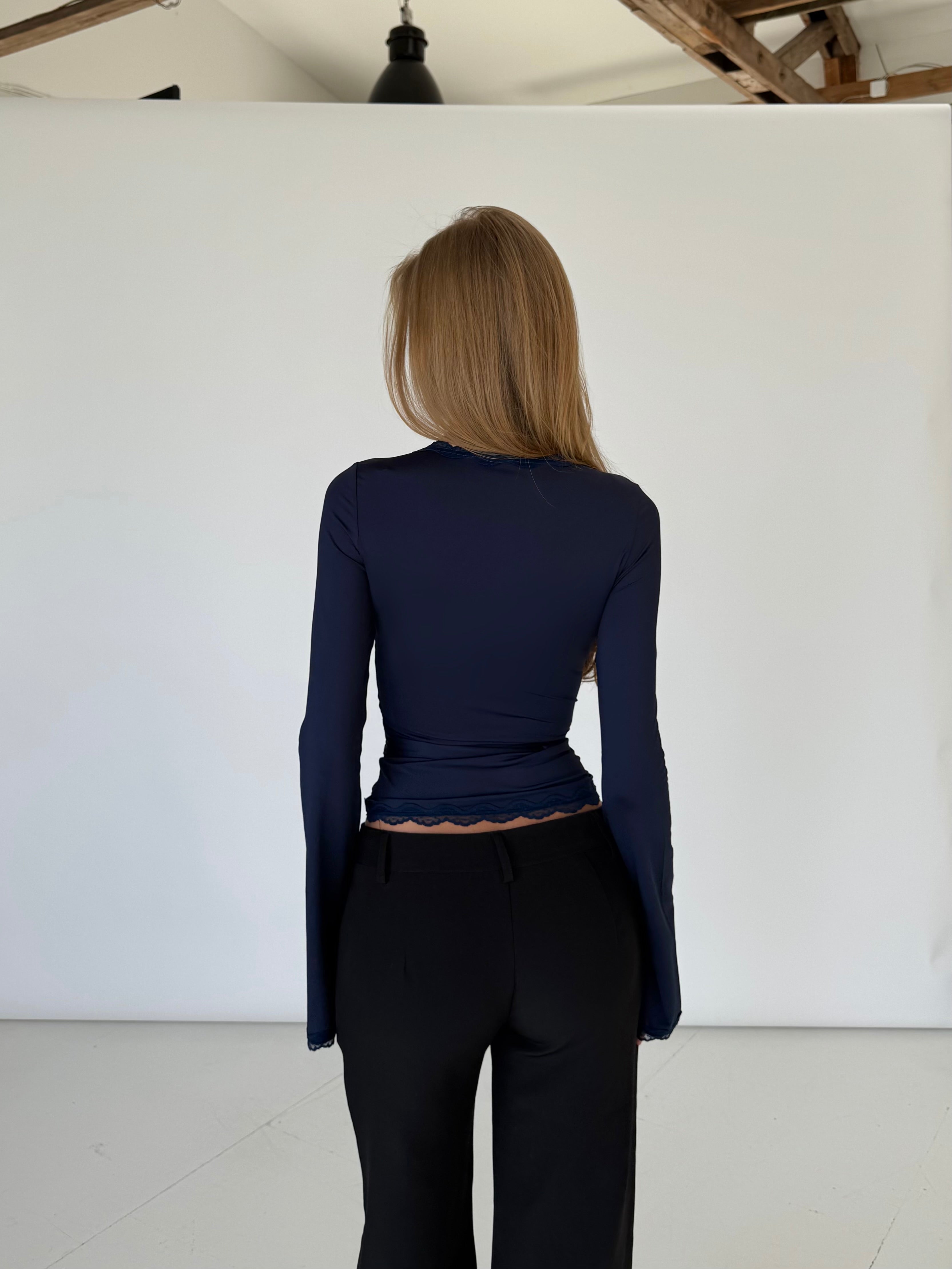 ALINA | Lace Trim Wrap Long Sleeve Top