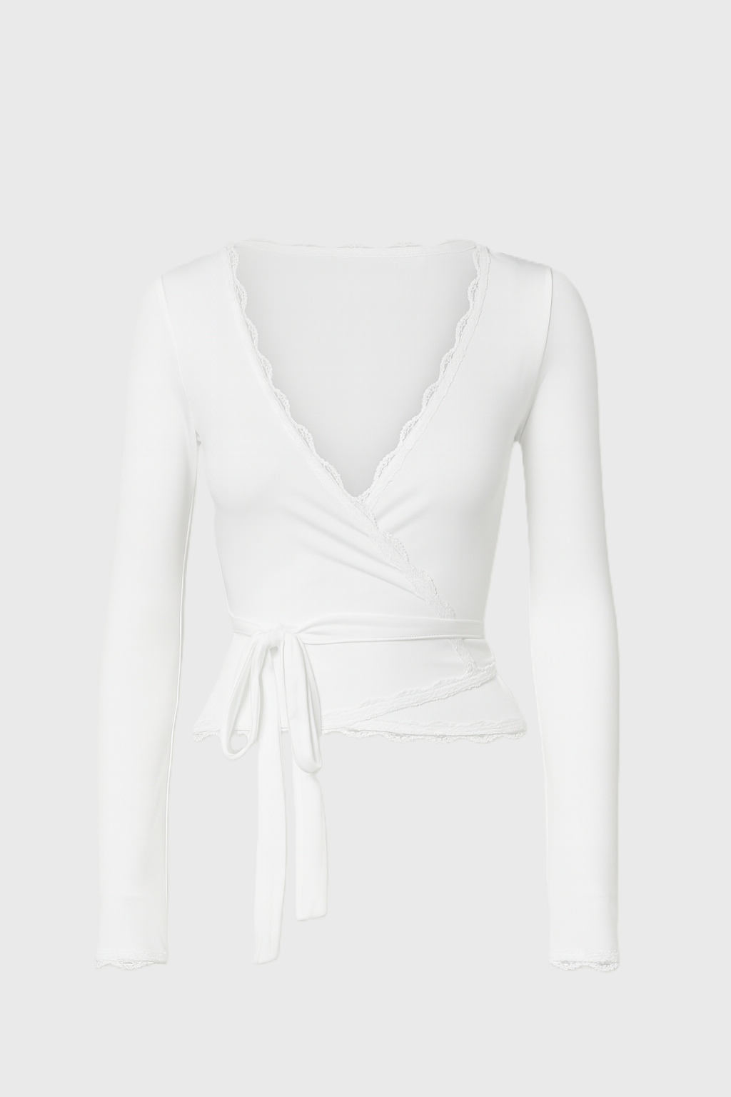 ALINA | Lace Trim Wrap Long Sleeve Top