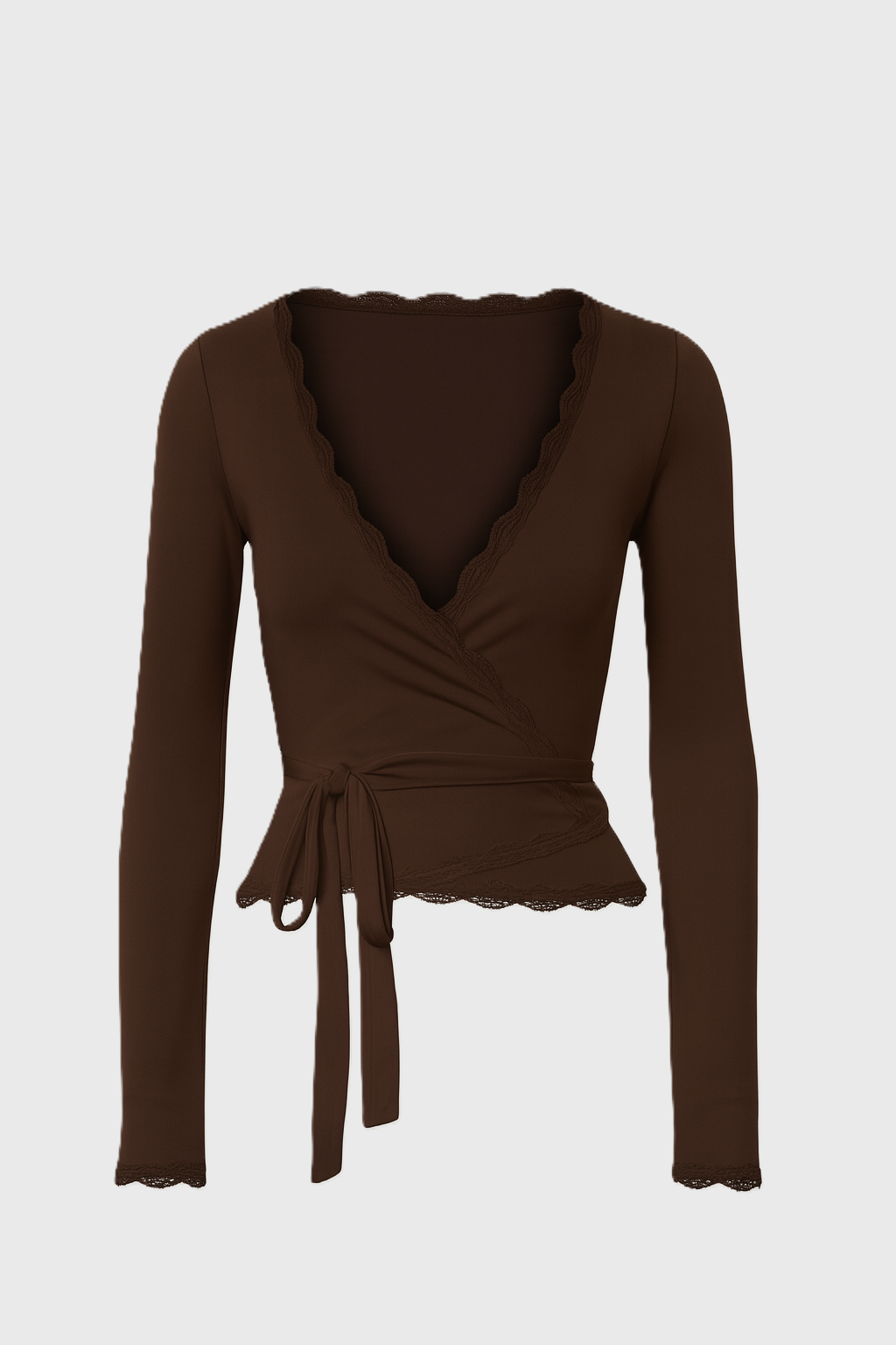 ALINA | Lace Trim Wrap Long Sleeve Top