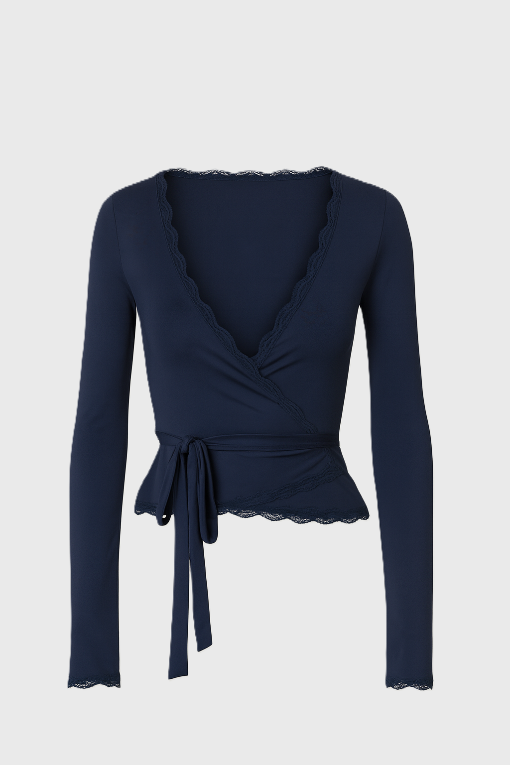 ALINA | Lace Trim Wrap Long Sleeve Top