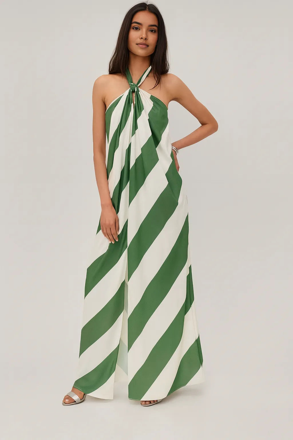 ALIRA | Palm Green Striped Maxi Dress